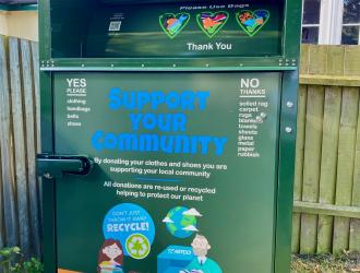 Clothes Recycling Bin located at Village Hall